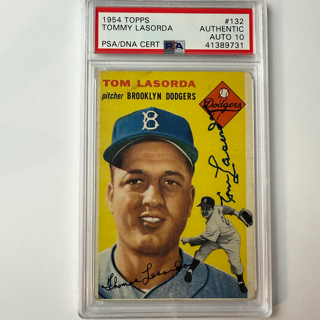 Tommy Lasorda Signed 1954 Topps Rookie #132 PSA 10 Auto