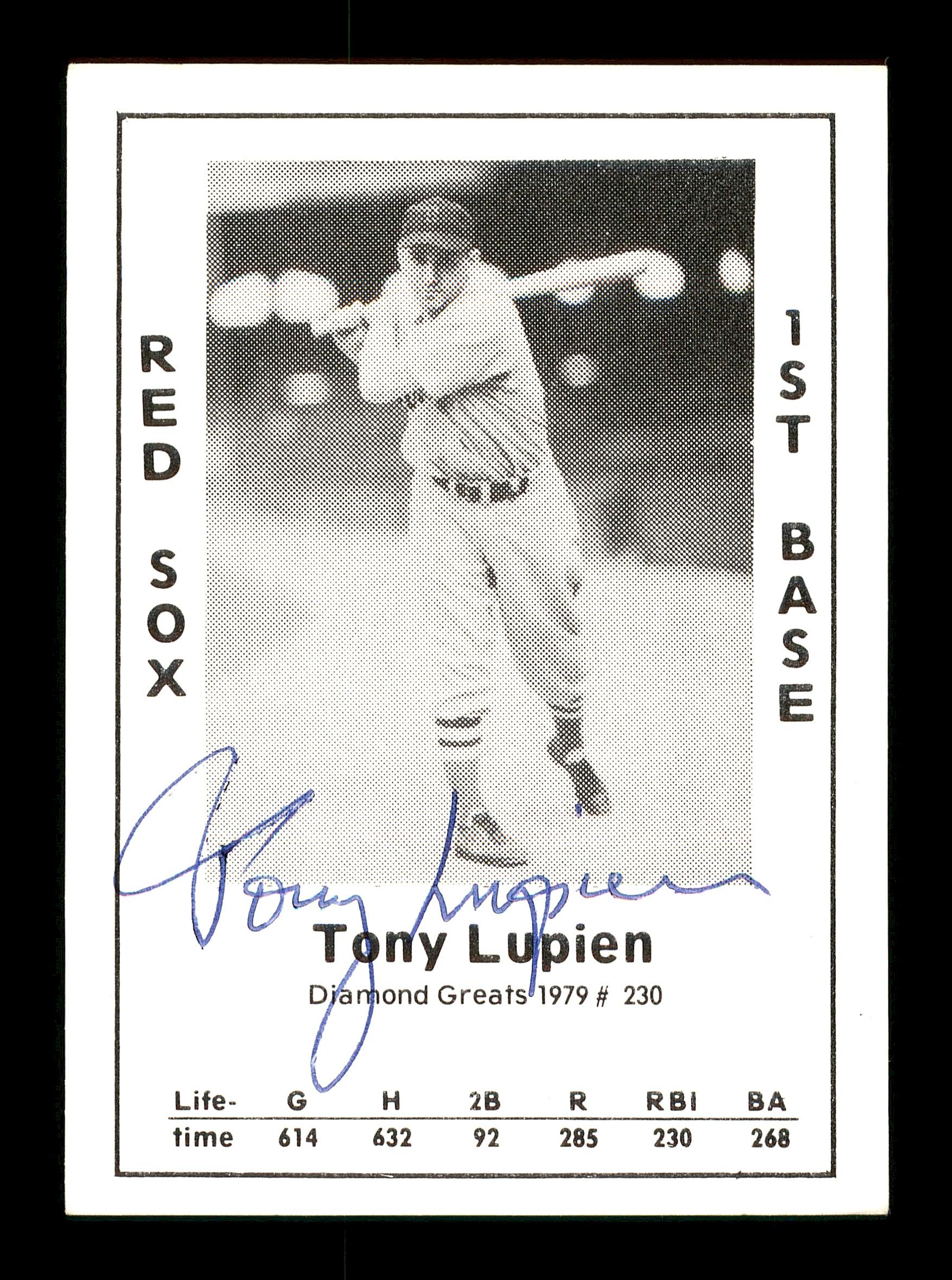 Tony Lupien Autographed 1979 Diamond Greats Card #230 Boston Red Sox SKU #171739