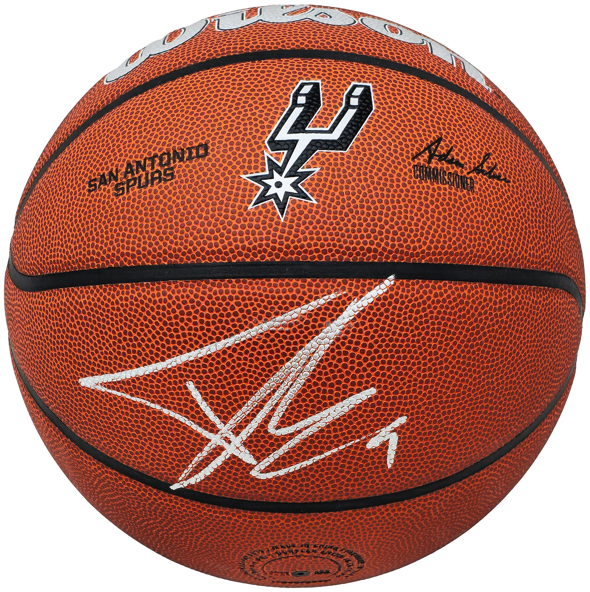 Tony Parker Autographed Authentic Leather San Antonio Spurs Logo Basketball San Antonio Spurs Beckett BAS Witness