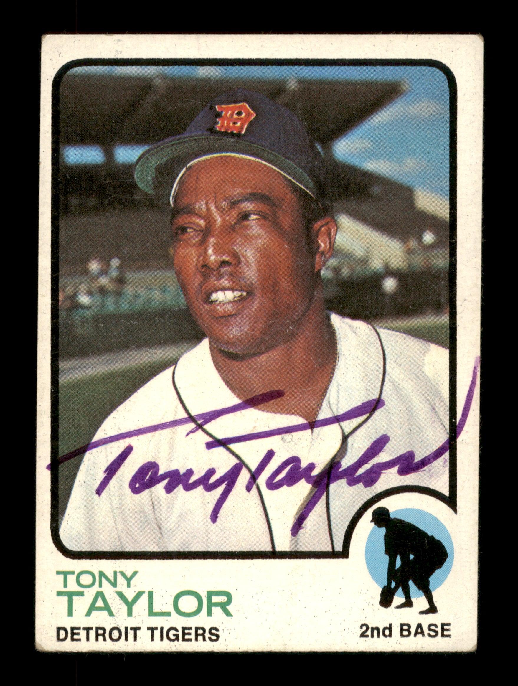 Tony Taylor Autographed 1973 Topps Card #29 Detroit Tigers SKU #188030