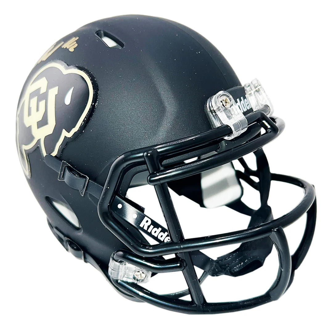 Travis Hunter Signed Colorado Buffaloes Speed Mini Black Football Helmet (Beckett) - Image 3