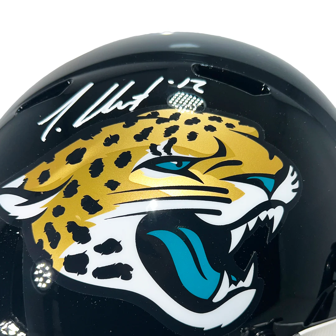 Travis Hunter Signed Jacksonville Jaguars Speed Full-Size Replica Football Helmet (Beckett) - Image 2