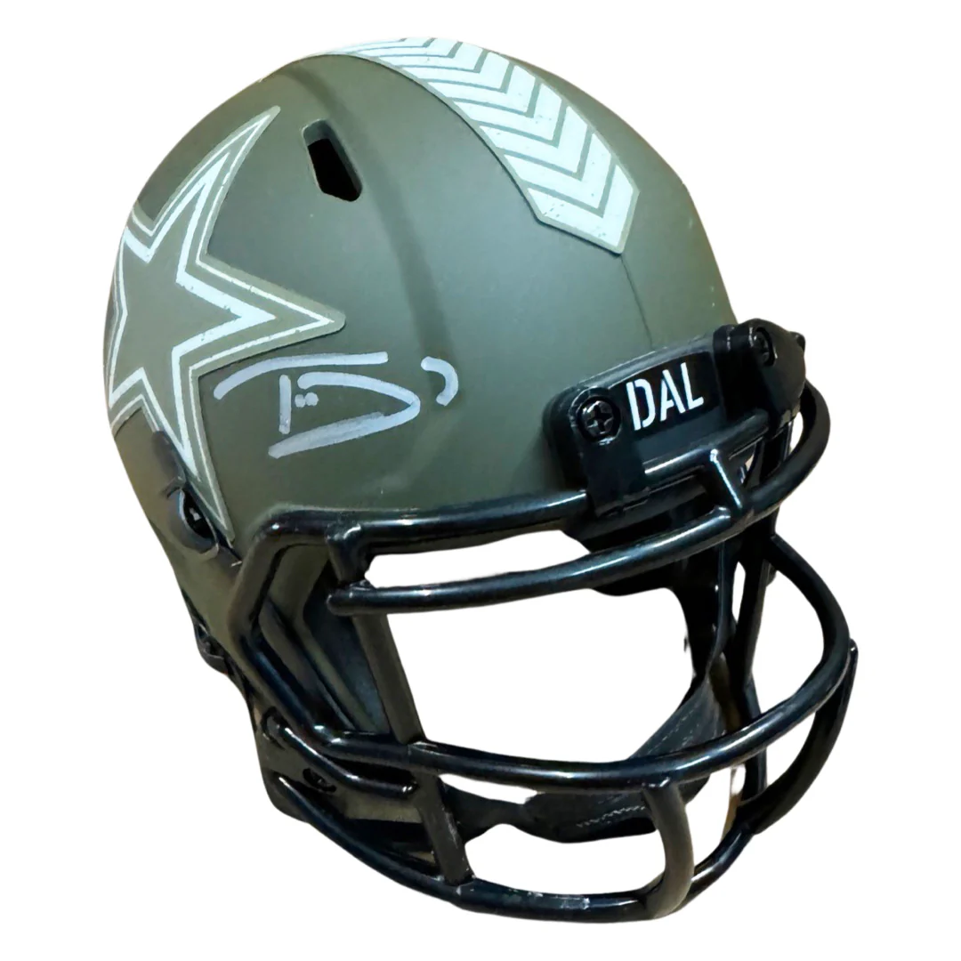 Trevon Diggs Signed Dallas Cowboys Salute to Service Speed Mini Football Helmet (JSA) - Image 2
