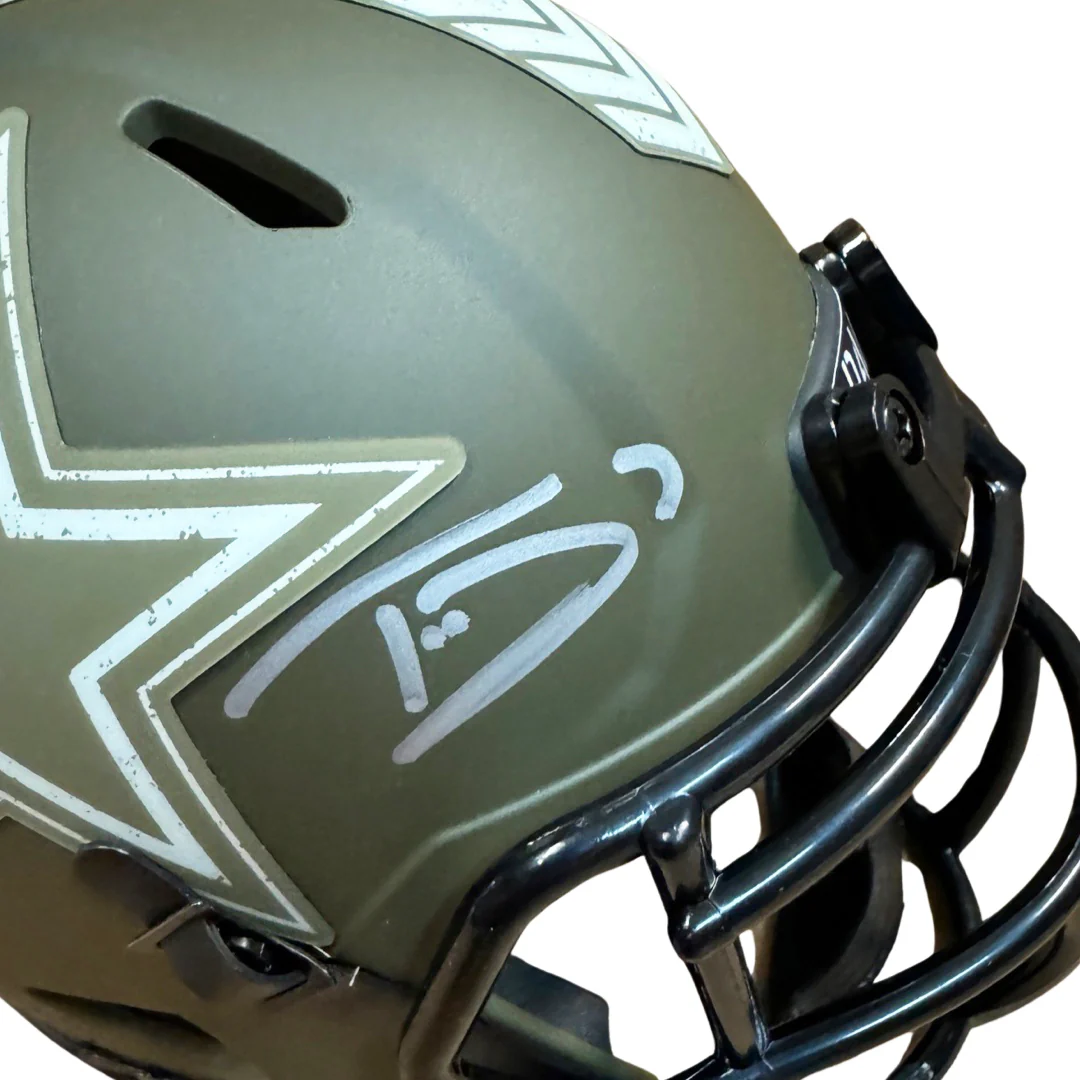 Trevon Diggs Signed Dallas Cowboys Salute to Service Speed Mini Football Helmet (JSA) - Image 3