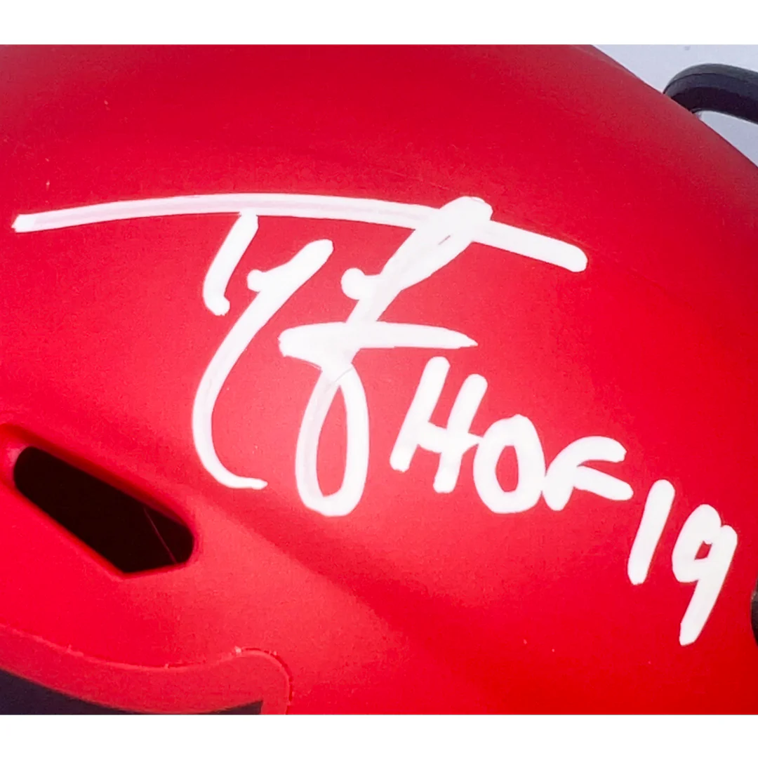 Ty Law Signed HOF 2019 Inscription New England Patriots Rave Mini Football Helmet (Beckett) - Image 2