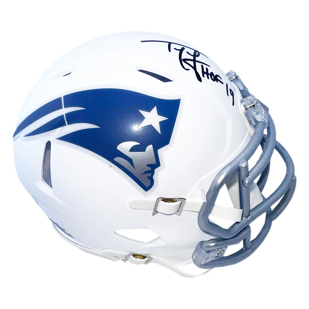 Ty Law Signed HOF 2019 Inscription New England Patriots Speed Rivalries Mini Football Helmet (Beckett) - Image 3