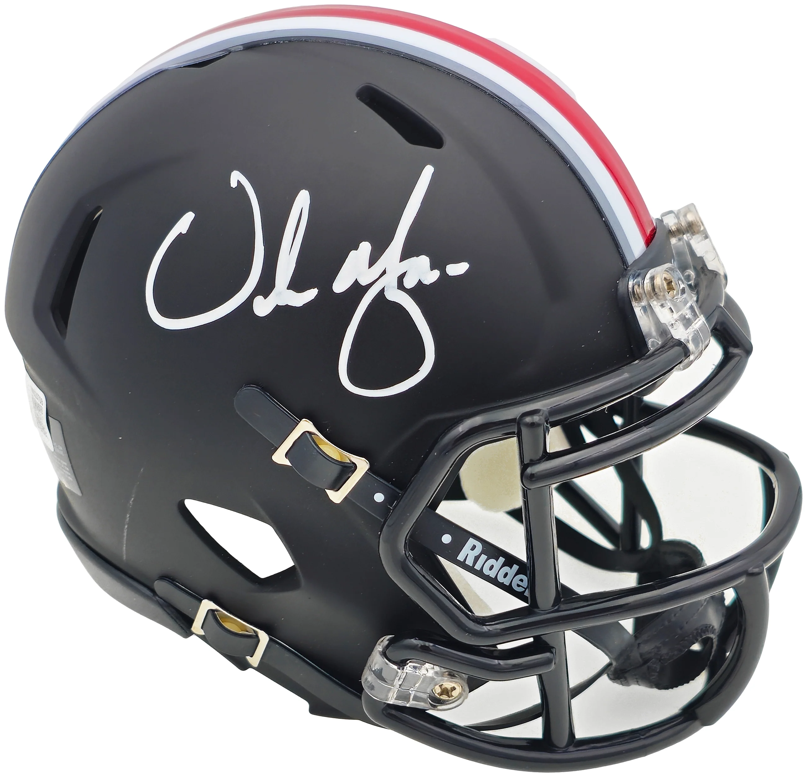 Urban Meyer Autographed Ohio State Buckeyes Black Speed Mini Helmet Beckett BAS Witness
