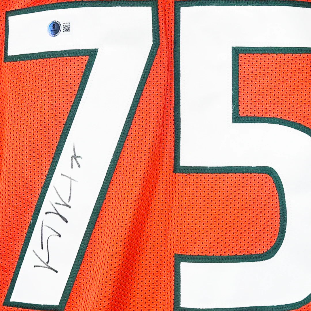 Vince Wilfork Signed Miami College Orange Football Jersey (Beckett) - Image 2