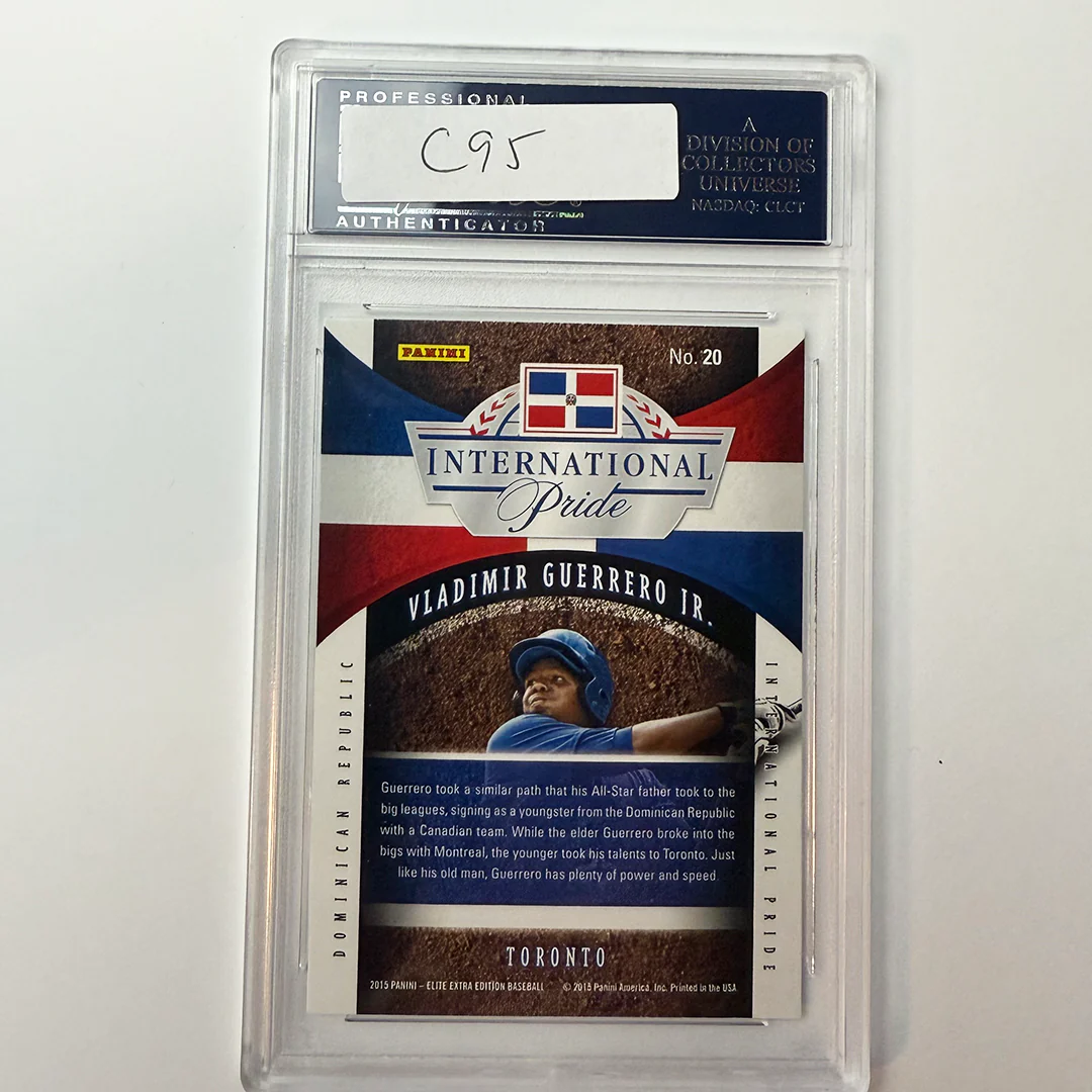Vladimir Guerrero Jr Signed 2015 Panini Elite Extra Inter Pride #20 PSA Auto Authentic - Image 2