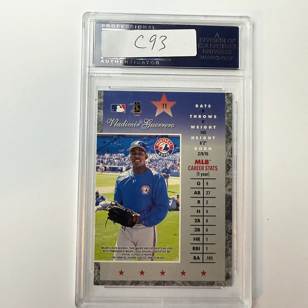 Vladimir Guerrero Signed 1997 Donurss Elite #11 PSA Auto Authentic - Image 2