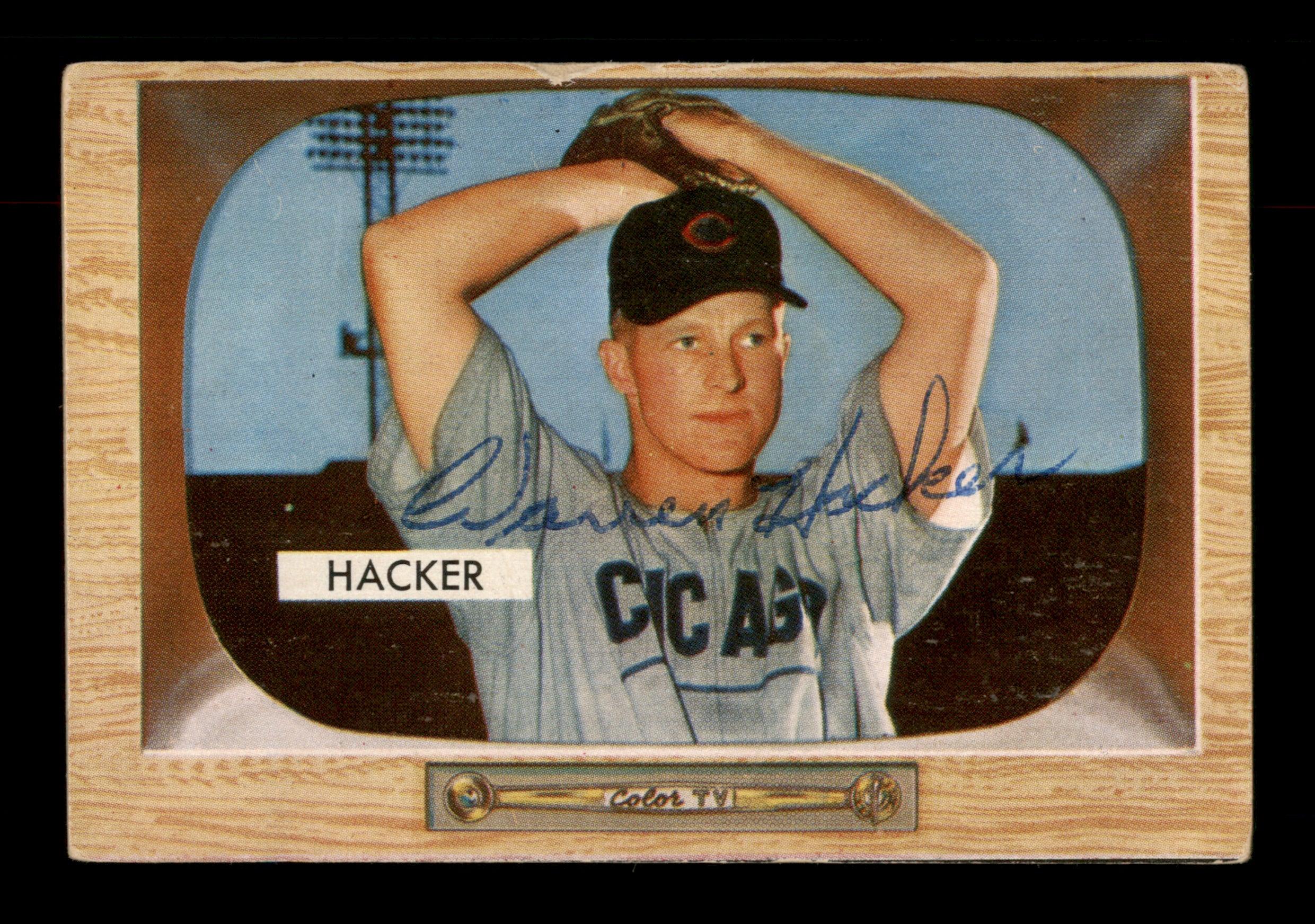 Warren Hacker Autographed 1955 Bowman Card #8 Chicago Cubs SKU #187890