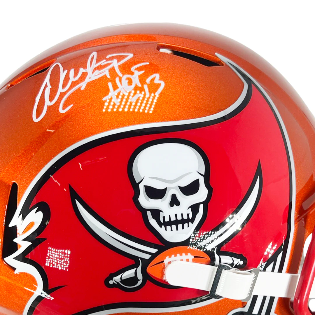 Warren Sapp Signed HOF 13 Inscription Tampa bay Buccaneers Flash Full-Size Replica Football Helmet (Beckett) - Image 2