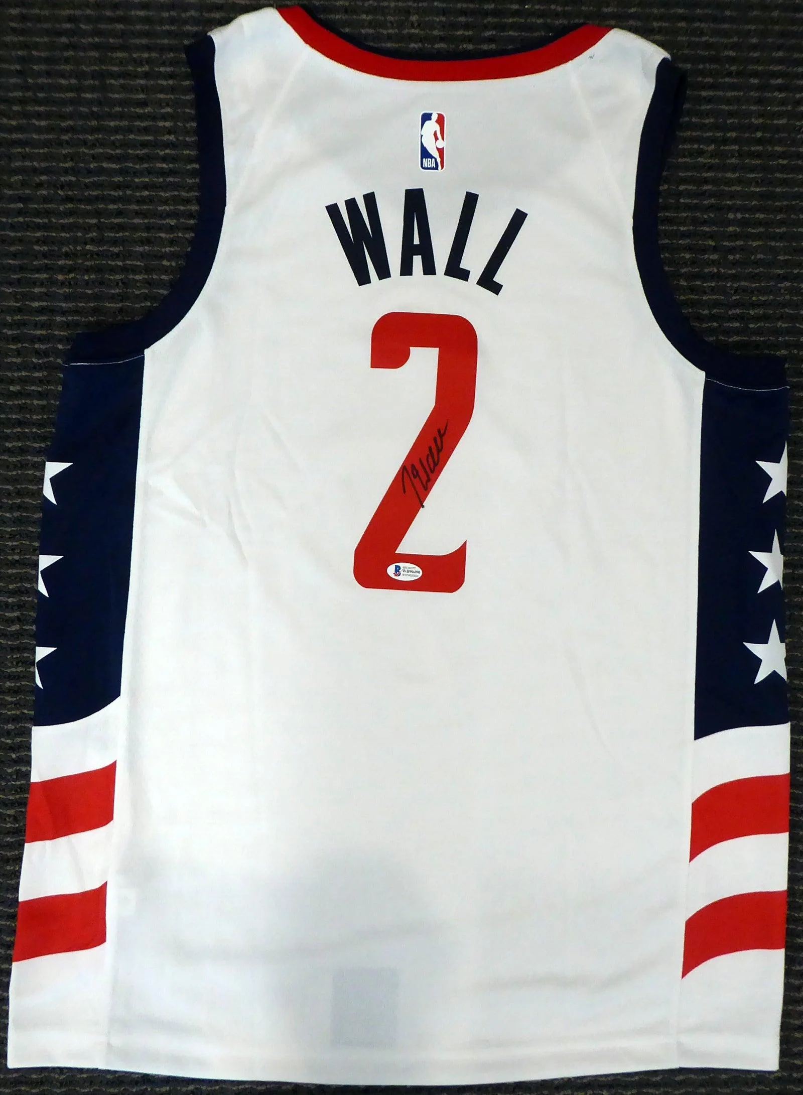 Washington Wizards John Wall Autographed White Nike Swingman Jersey DC Logo Size L Beckett BAS Stock #182246 - Image 2