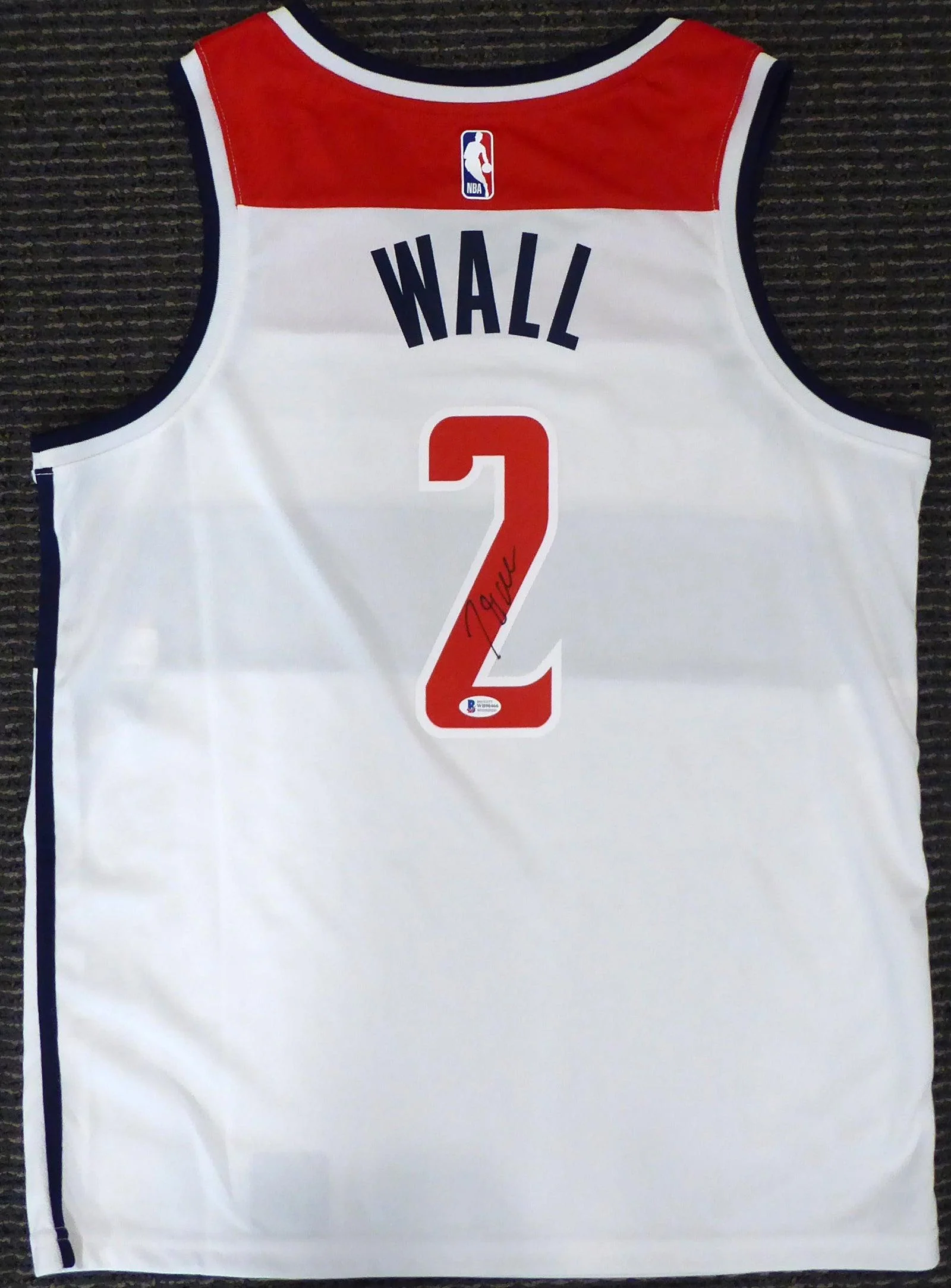 Washington Wizards John Wall Autographed White Nike Swingman Jersey Size L Beckett BAS Stock #182245 - Image 2
