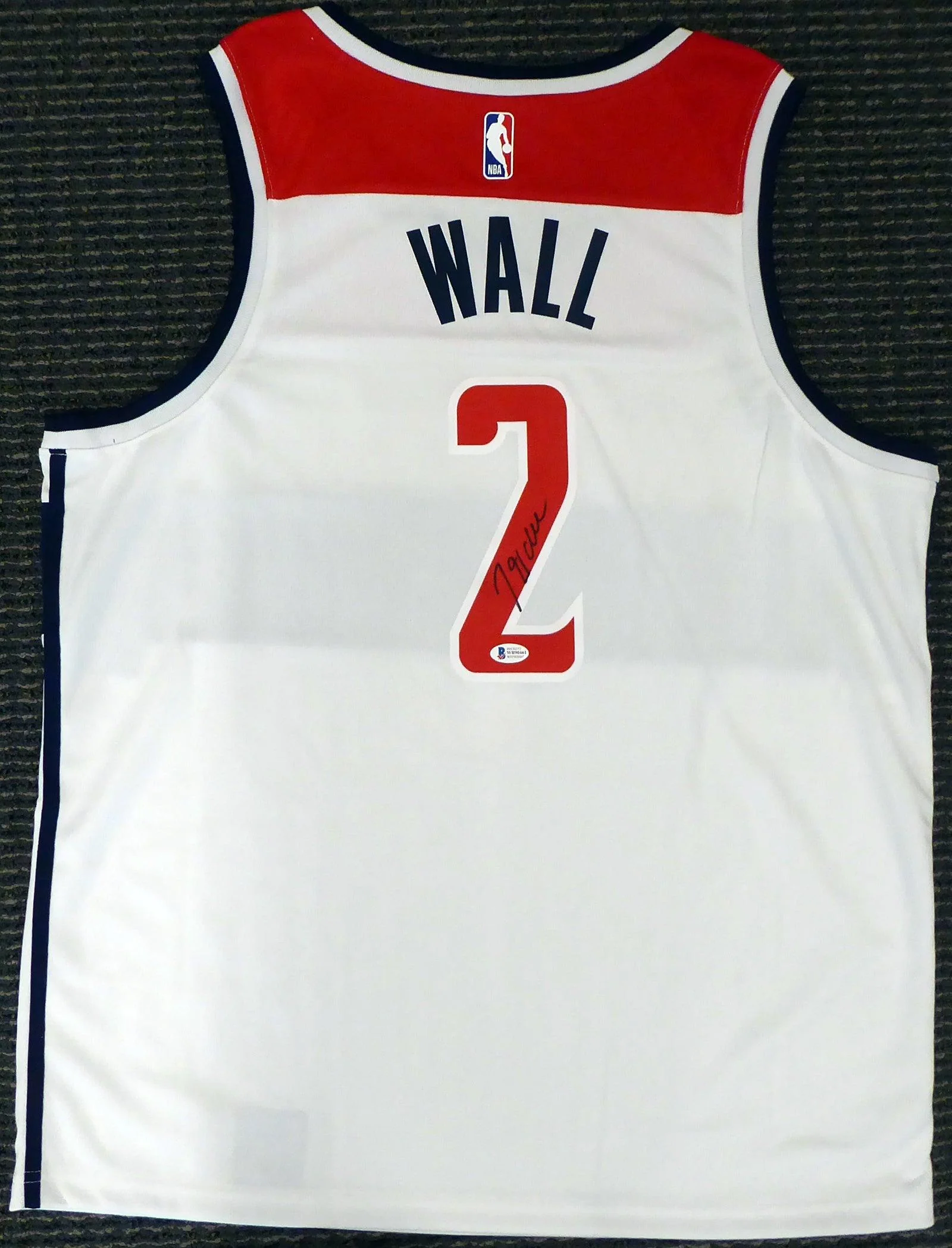 Washington Wizards John Wall Autographed White Nike Swingman Jersey Size XL Beckett BAS Stock #182244 - Image 2