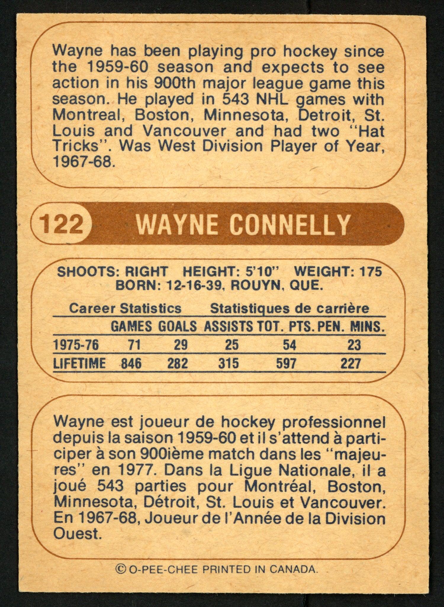 Wayne Connelly Autographed 1976-77 WHA O-Pee-Chee Card #122 Calgary Cowboys SKU #151729 - Image 2