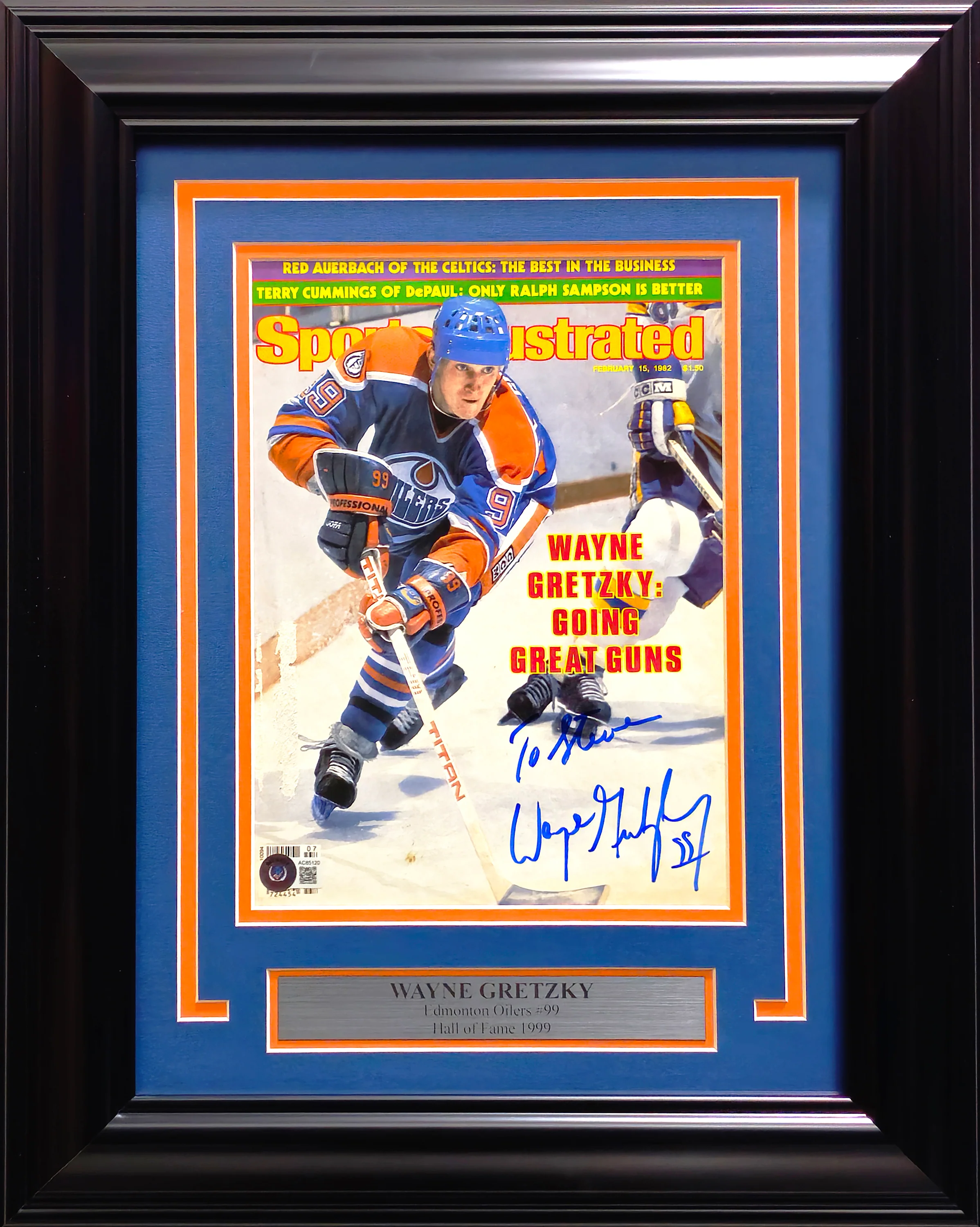 Wayne Gretzky Autographed Framed 8x11 Sports Illustrated Magazine Cover Edmonton Oilers "To Steve" Beckett BAS #AC85120