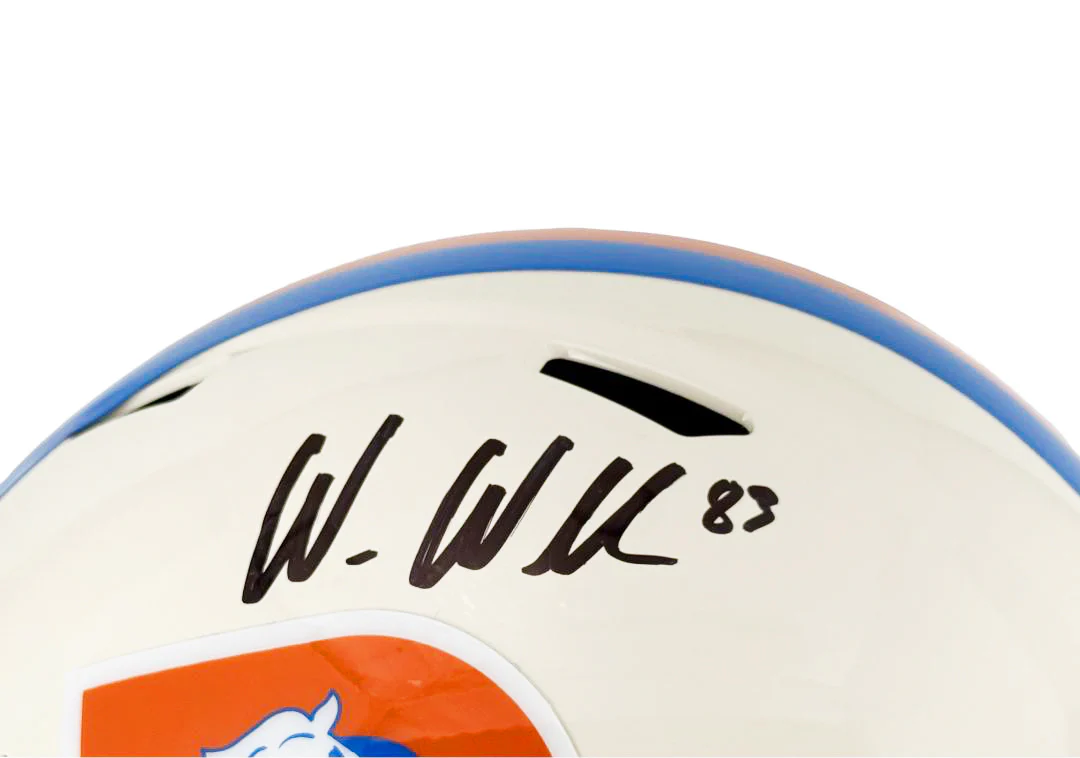 Wes Welker Signed Denver Broncos Retro Speed Full-Size Replica Football Helmet (JSA) - Image 2