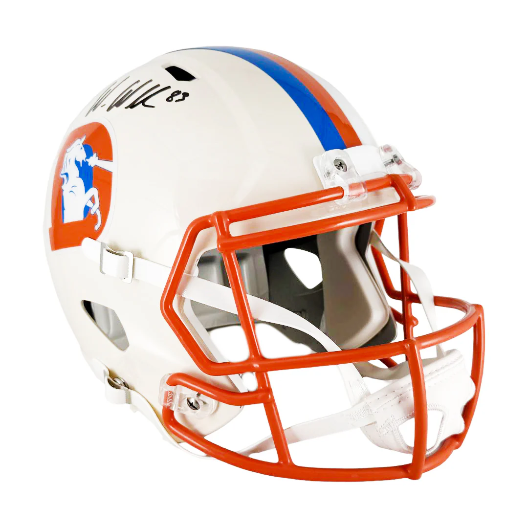 Wes Welker Signed Denver Broncos Retro Speed Full-Size Replica Football Helmet (JSA) - Image 3