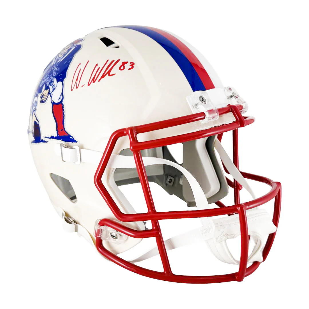 Wes Welker Signed New England Patriots Retro Speed Full-Size Replica Football Helmet (JSA) - Image 3