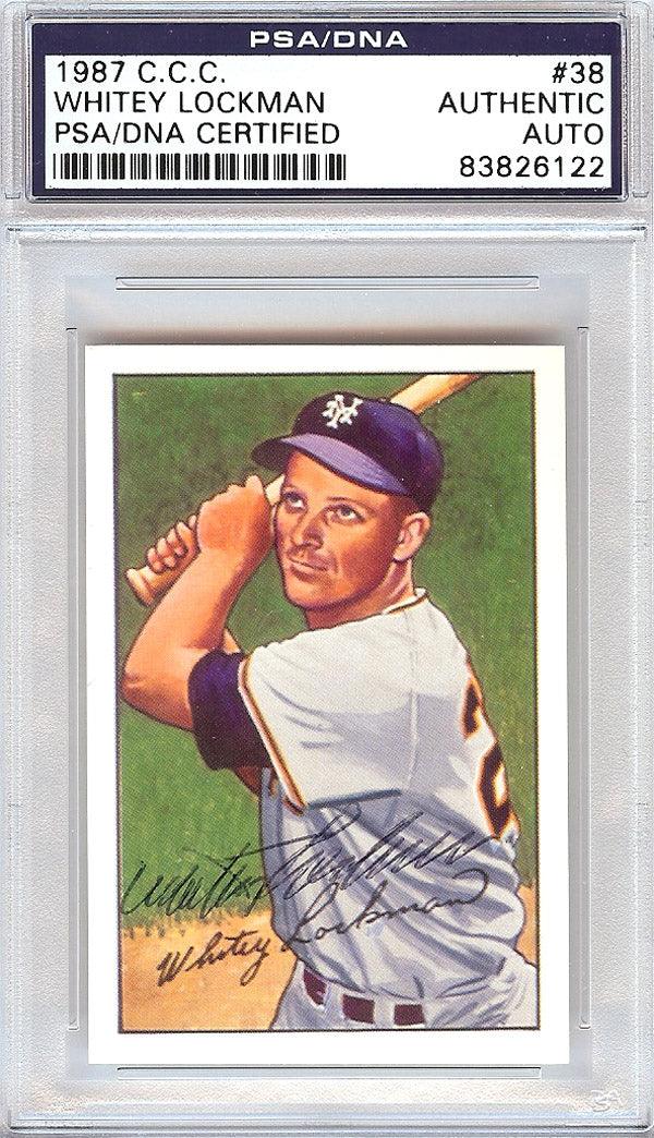Whitey Lockman Autographed 1952 Bowman Reprints Card #38 New York Giants PSA/DNA #83826122