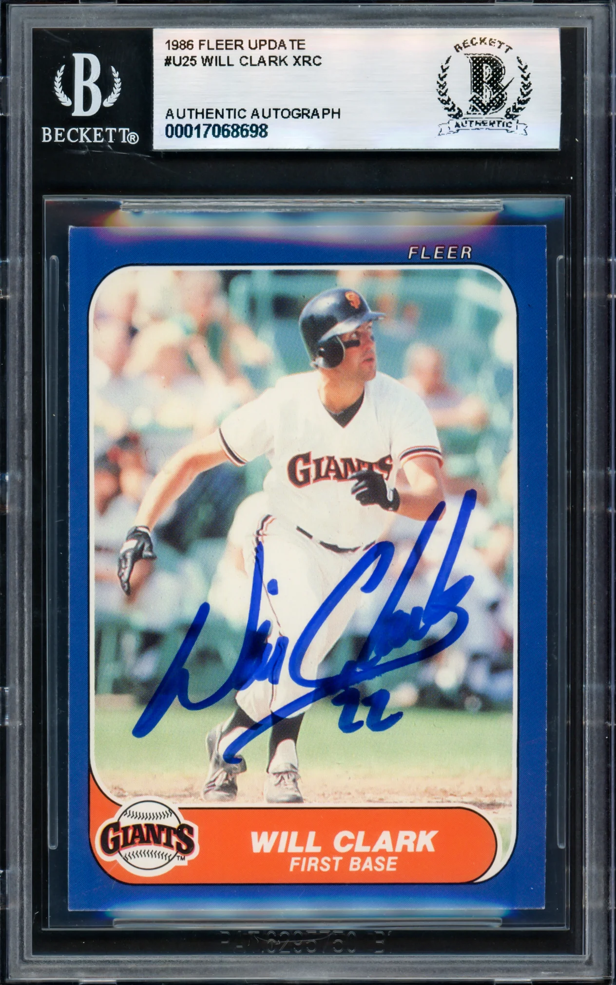 Will Clark Autographed 1986 Fleer Update Rookie Card #U-25 San Francisco Giants Beckett BAS #17068698