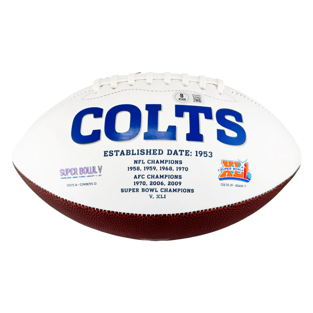 Will Fries Signed Indianapolis Colts Official NFL Team Logo White Football (Beckett) - Image 3