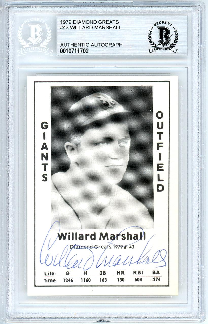Willard Marshall Autographed 1979 Diamond Greats Card #43 New York Giants Beckett BAS #10711702