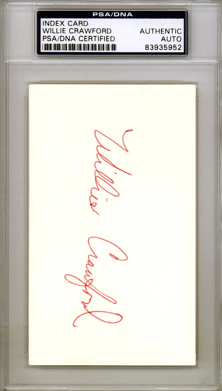 Willie Crawford Autographed 3x5 Index Card Los Angeles Dodgers PSA/DNA #83935952
