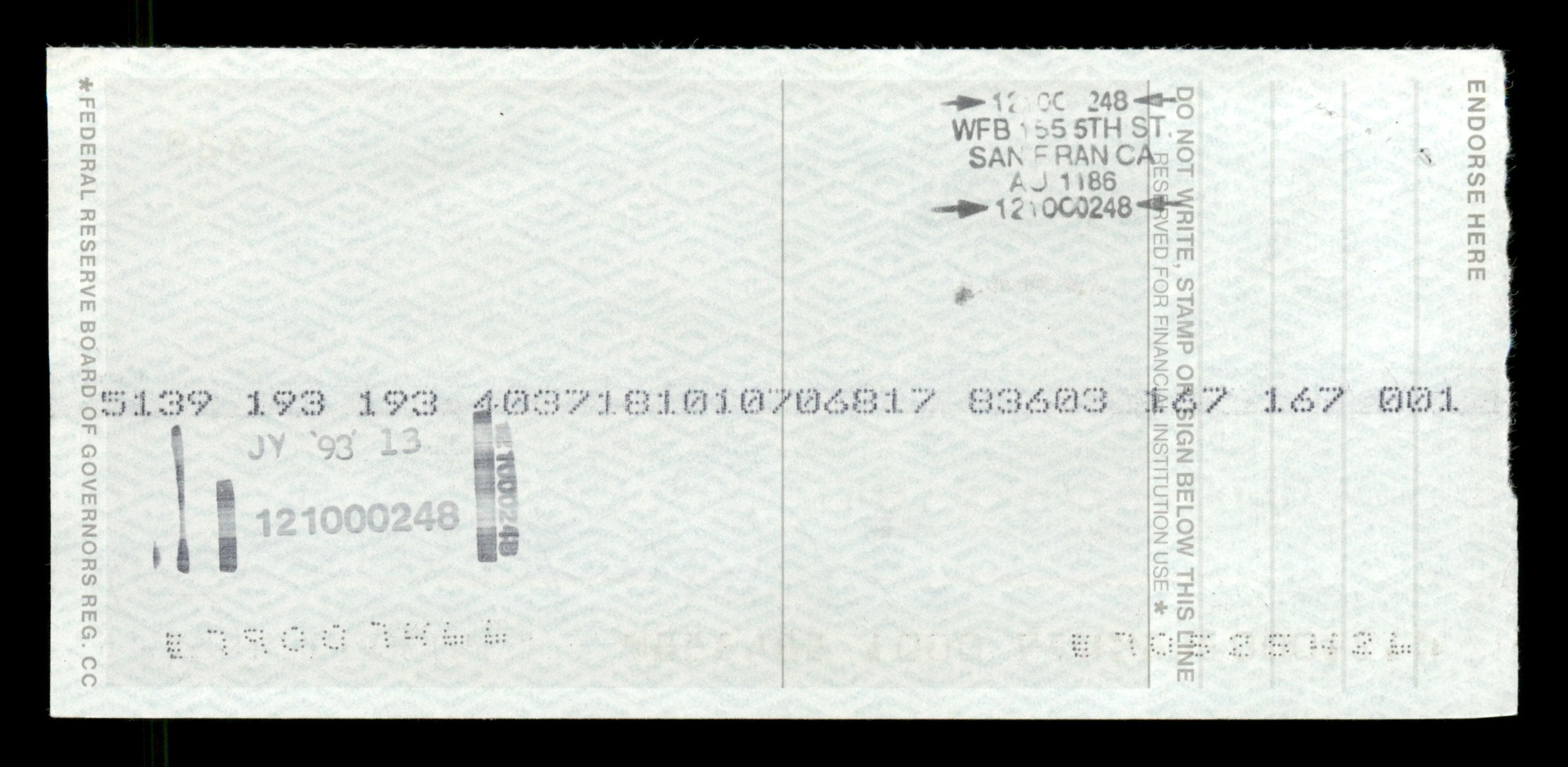Willie McCovey Autographed 2.75x6 Check San Francisco Giants 1429 SKU #201494 - Image 2