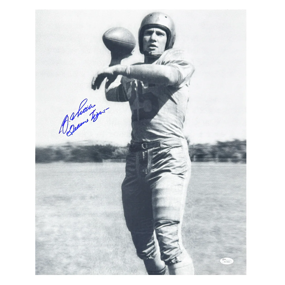 Y.A. Tittle Signed Geaux Tigers Inscription Pose 8-2 Football 16x20 Photo (JSA)