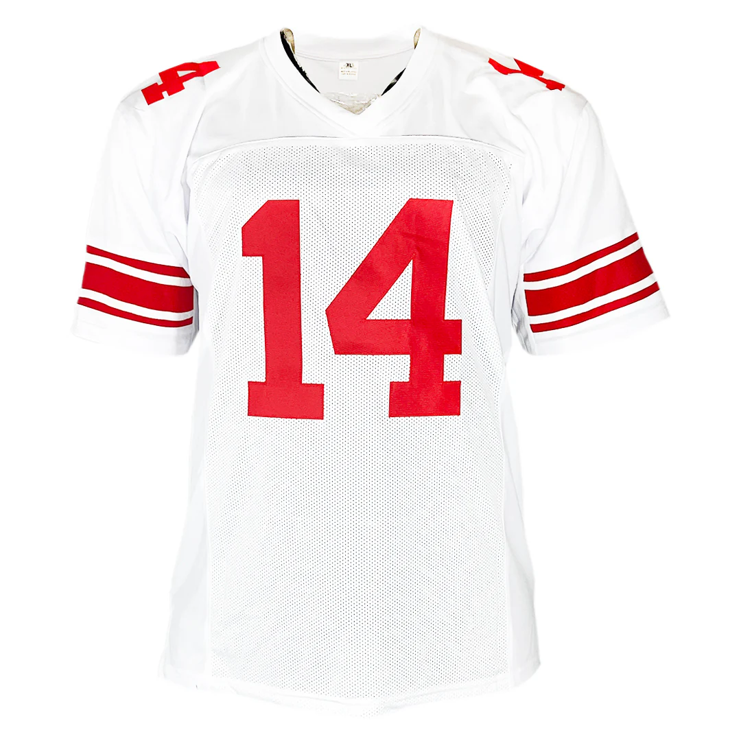 Y.A. Tittle Signed HOF 71 Inscription New York White Black Signature Football Jersey (JSA) - Image 3