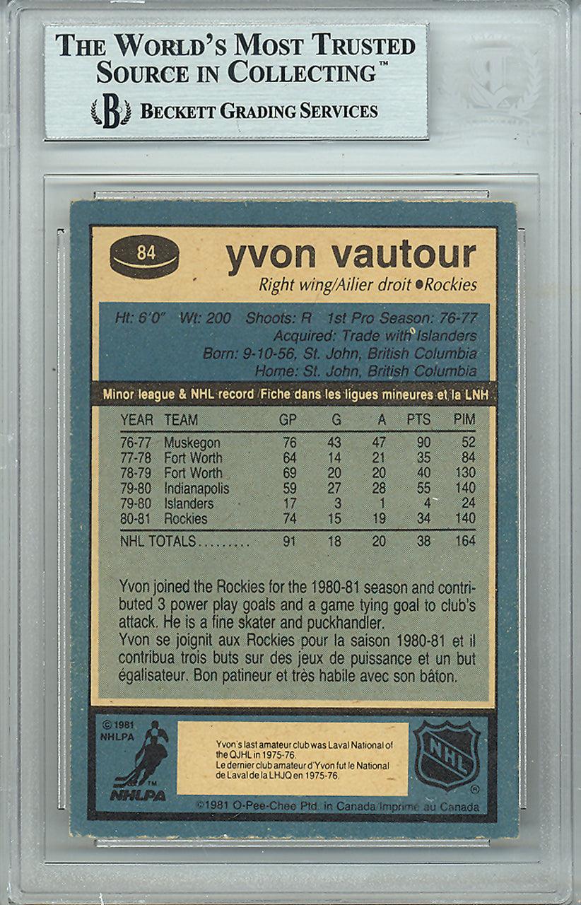 Yvon Vautour Autographed 1981-82 O-Pee-Chee Card #84 Colorado Rockies Beckett BAS #10265815 - Image 2