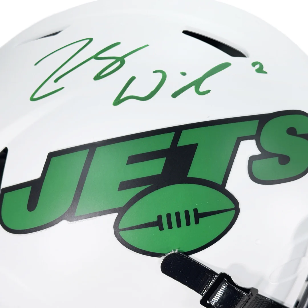 Zach Wilson Signed New York Jets Authentic Lunar Speed Full-Size Football Helmet (Beckett) - Image 2